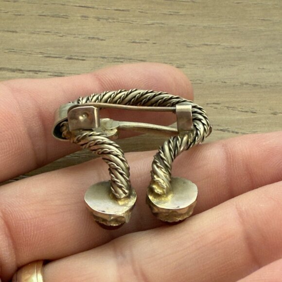 Vintage Latvian Designer Brooch Pin Viking Baltic Stone Metal Brass Tone - Picture 6 of 8